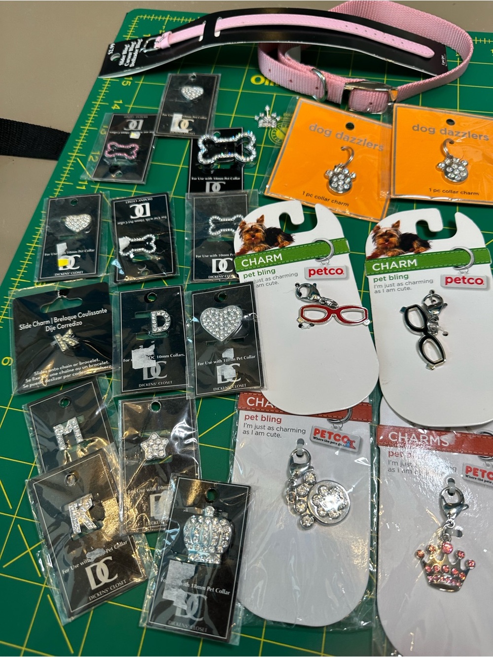 Pet Collar with Bling Charms Lot